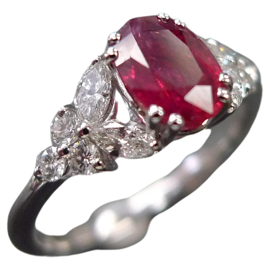 For Sale:  Natural Oval Heated Ruby Engagement Ring