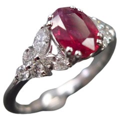 Natural Oval Heated Ruby Engagement Ring  