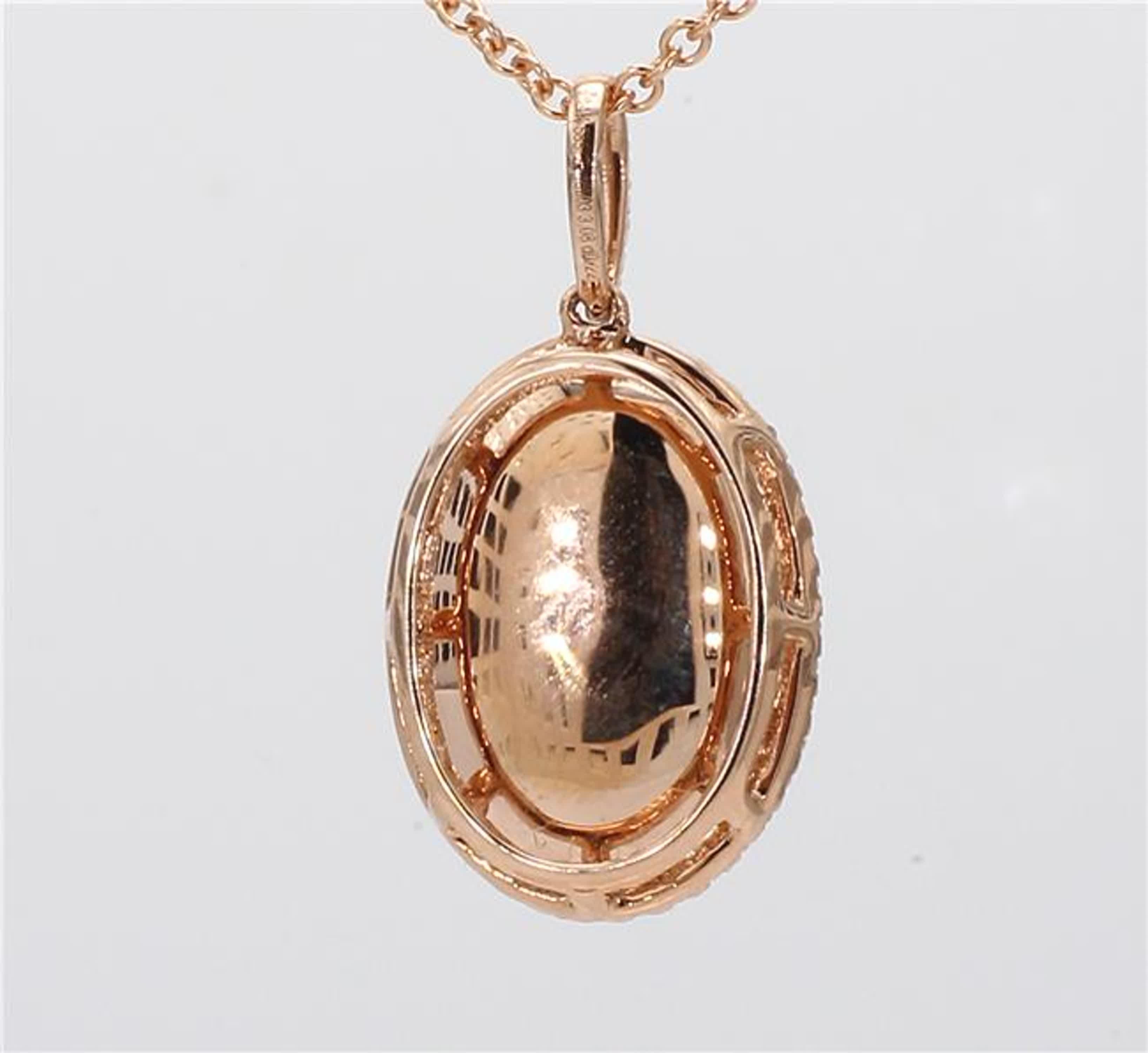 Natural Oval Opal and White Diamond 3.30 Carat TW Rose Gold Drop Pendant In New Condition In New York, NY