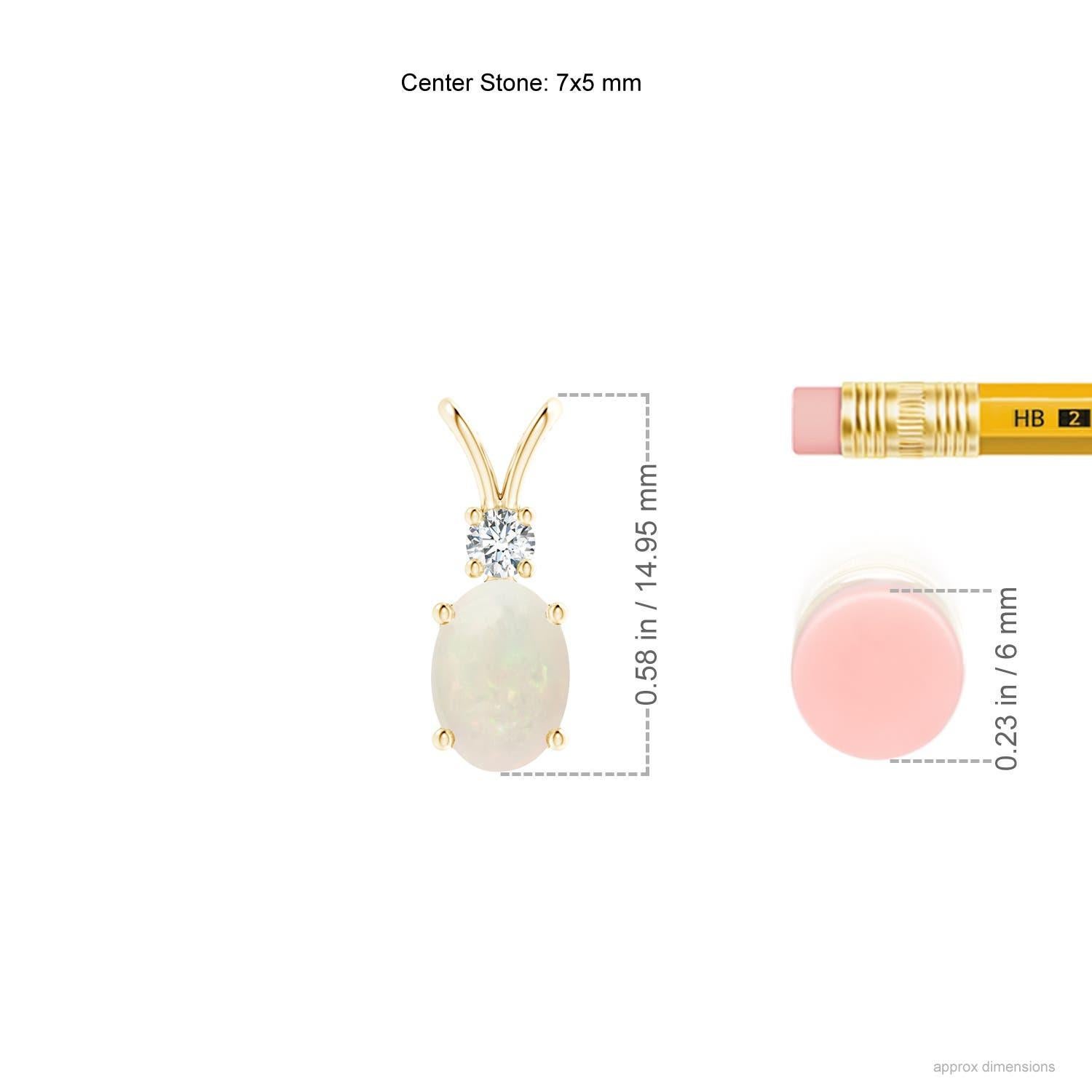 Moderne Pendentif en or jaune 18 carats avec opale ovale naturelle en forme de V et diamants en vente