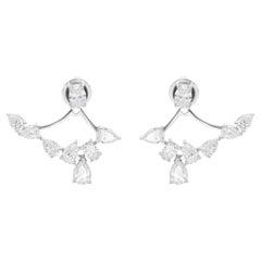 Natural Oval & Pear Diamond Jacket Earrings 18 Karat White Gold Fine Jewelry