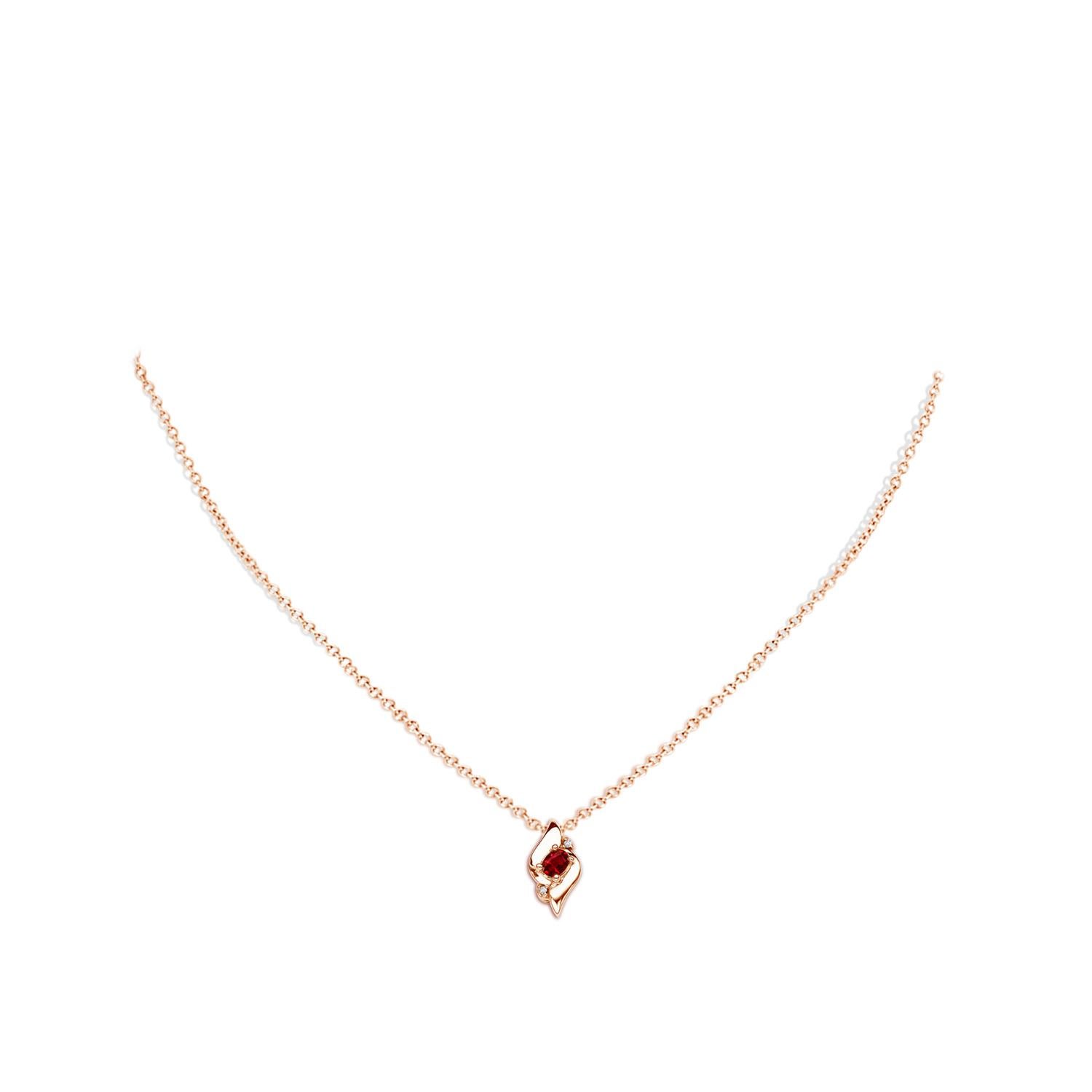 Natürlicher ovaler Rubin- und Diamant-Anhänger aus 14K Roségold (Größe-4x3 mm) (Ovalschliff) im Angebot