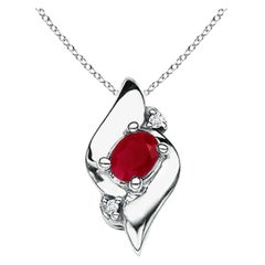 Ciondolo ovale Nature con rubino e diamante in platino (dimensioni 4x3 mm)