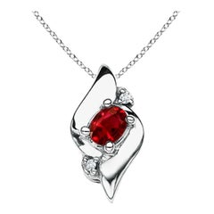 Ciondolo ovale Nature con rubino e diamante in platino (dimensioni 4x3 mm)