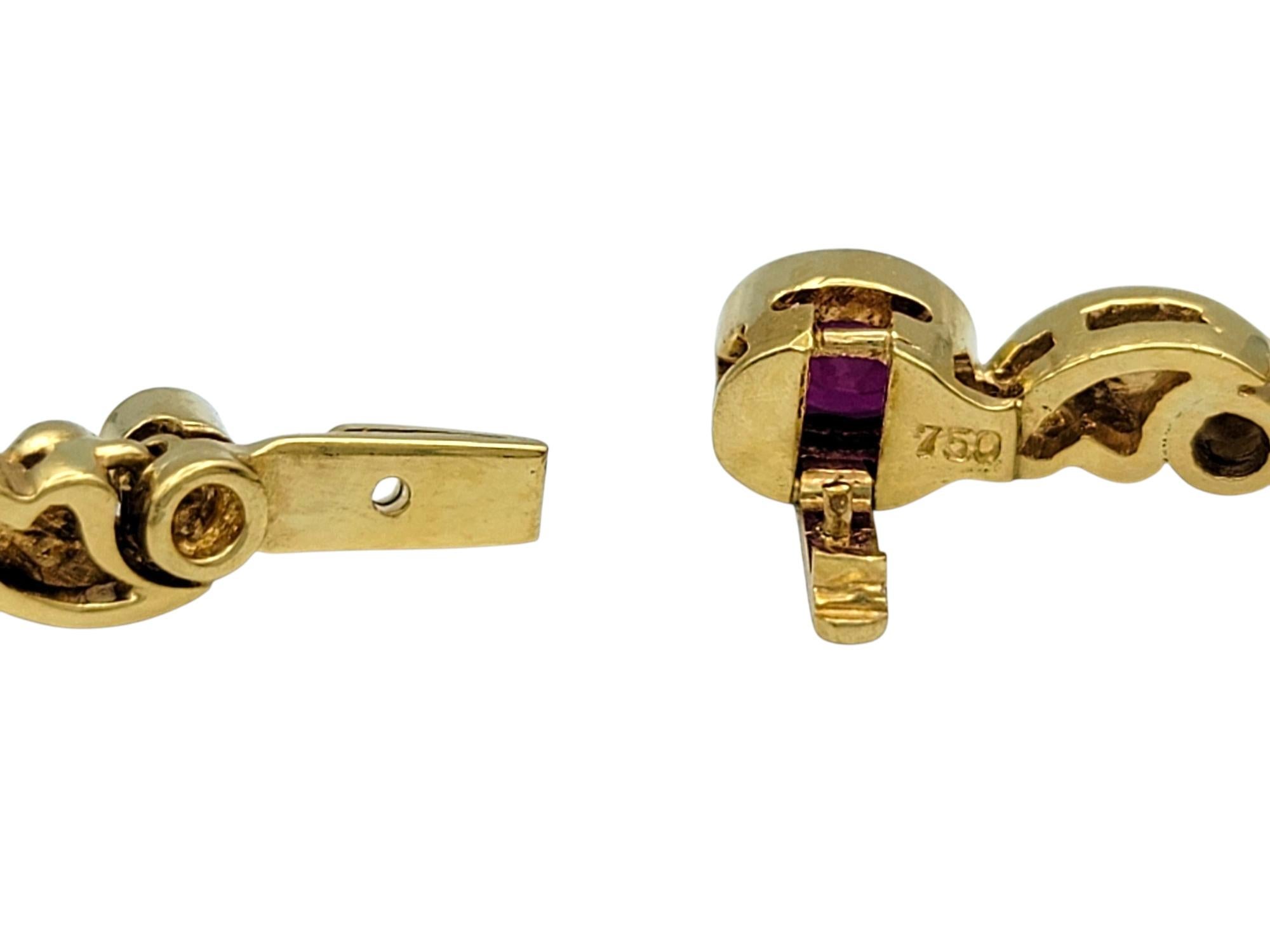 Bracelet ligne en or jaune 18 carats, rubis ovale naturel et diamants ronds Pour femmes en vente