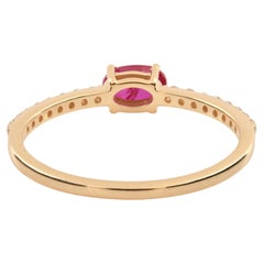 Natural Oval Ruby Gemstone SI/H Diamond Ring 10 Karat Solid Yellow Gold Jewelry