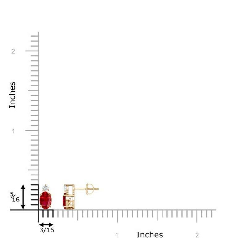 These stunning oval ruby stud earrings in 14k yellow gold with beautiful scrollwork on the sides exude an old-world charm. The rubies are prong set and topped with dainty round diamonds that sparkle brilliantly.
Ruby is the Birthstone for July and