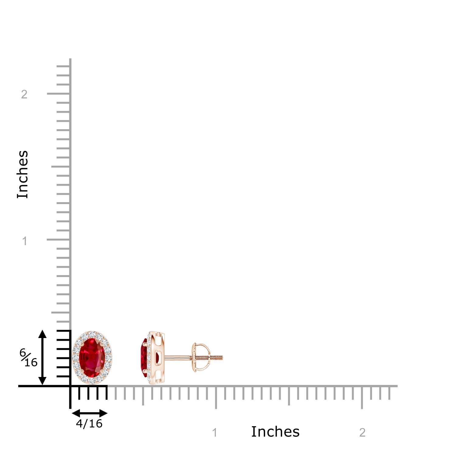 This luxurious pair of ruby halo stud earrings is designed in 14k rose gold. The oval red gems are surrounded by a dazzling halo of round diamonds.
Ruby is the Birthstone for July and traditional gift for 15th & 40th wedding anniversaries.
Features