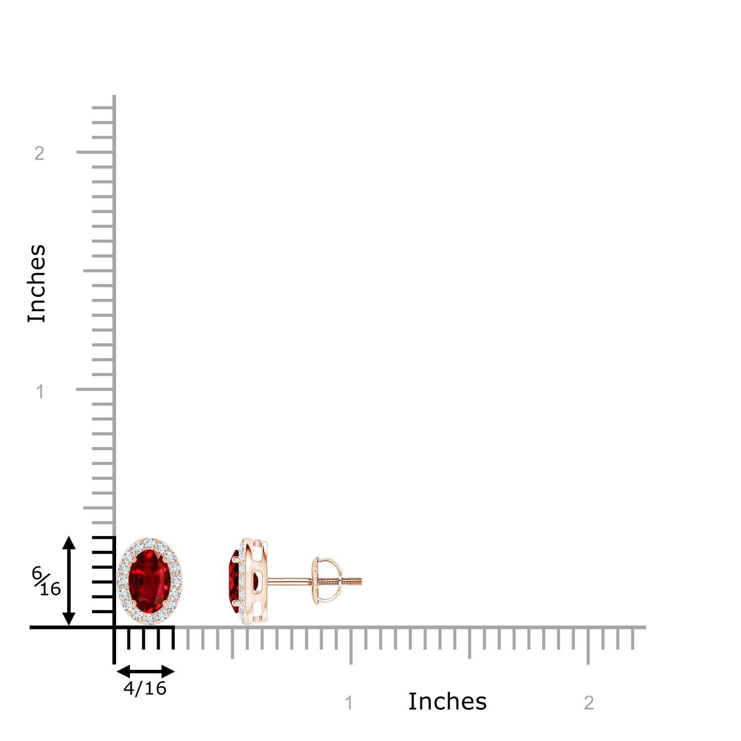 This luxurious pair of ruby halo stud earrings is designed in 14k rose gold. The oval red gems are surrounded by a dazzling halo of round diamonds.
Ruby is the Birthstone for July and traditional gift for 15th & 40th wedding anniversaries.
Features