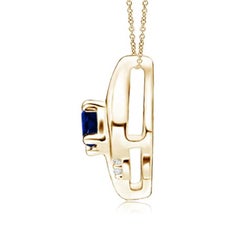 Colgante Angara de zafiro natural ovalado y diamante en oro macizo de 14 quilates para mujer