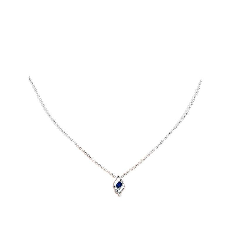 Taglio ovale Ciondolo ovale Nature con zaffiro e diamante in platino (dimensioni 4x3 mm) in vendita
