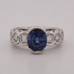 Natural Oval Sapphire Diamond 18K Gold 2.75ctw Sapphire 1.00ctw Dia Ring Size 5