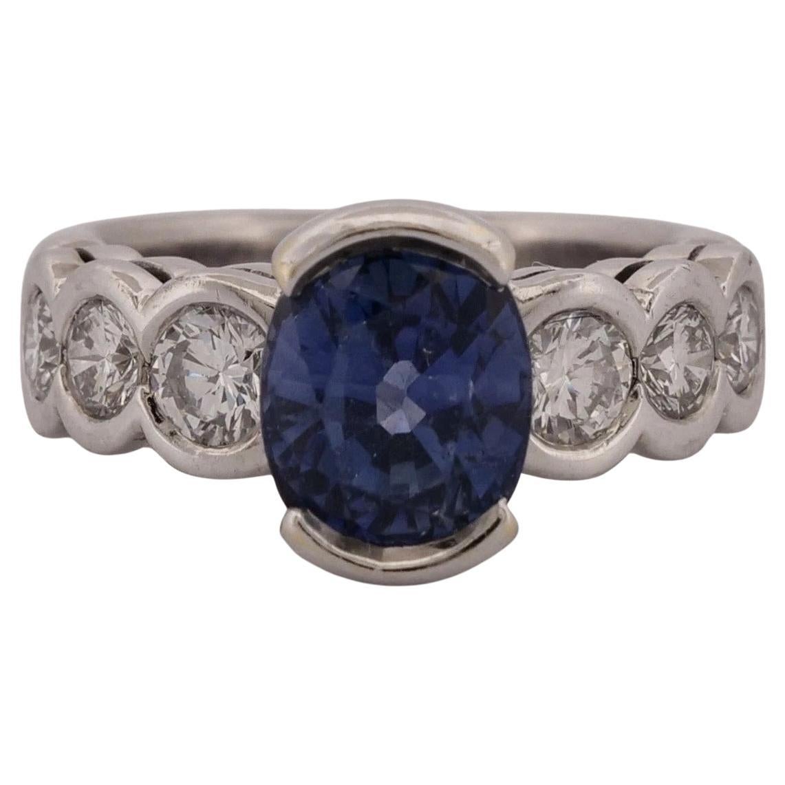 Natural Oval Sapphire Diamond 18K Gold 2.75ctw Sapphire 1.00ctw Dia Ring Size 5