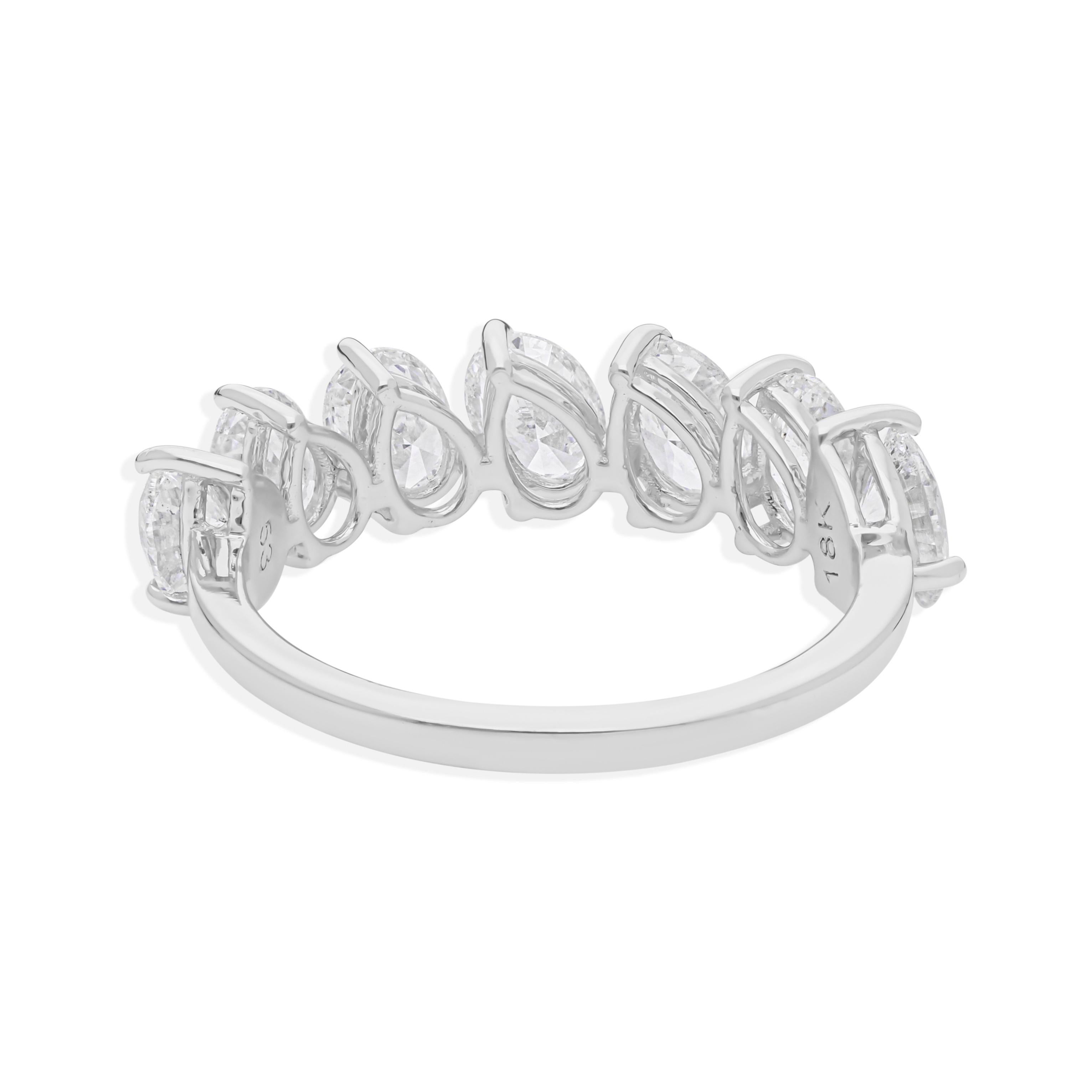 Im Angebot: Natürliche ovale Form 2.17Ct SI/HI Diamant halbe Ewigkeit Band Ring 14k Weißgold () 5