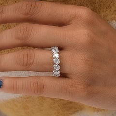 Natural Oval Shape 2.17Ct SI/HI Diamond Half Eternity Band Ring 18k White Gold