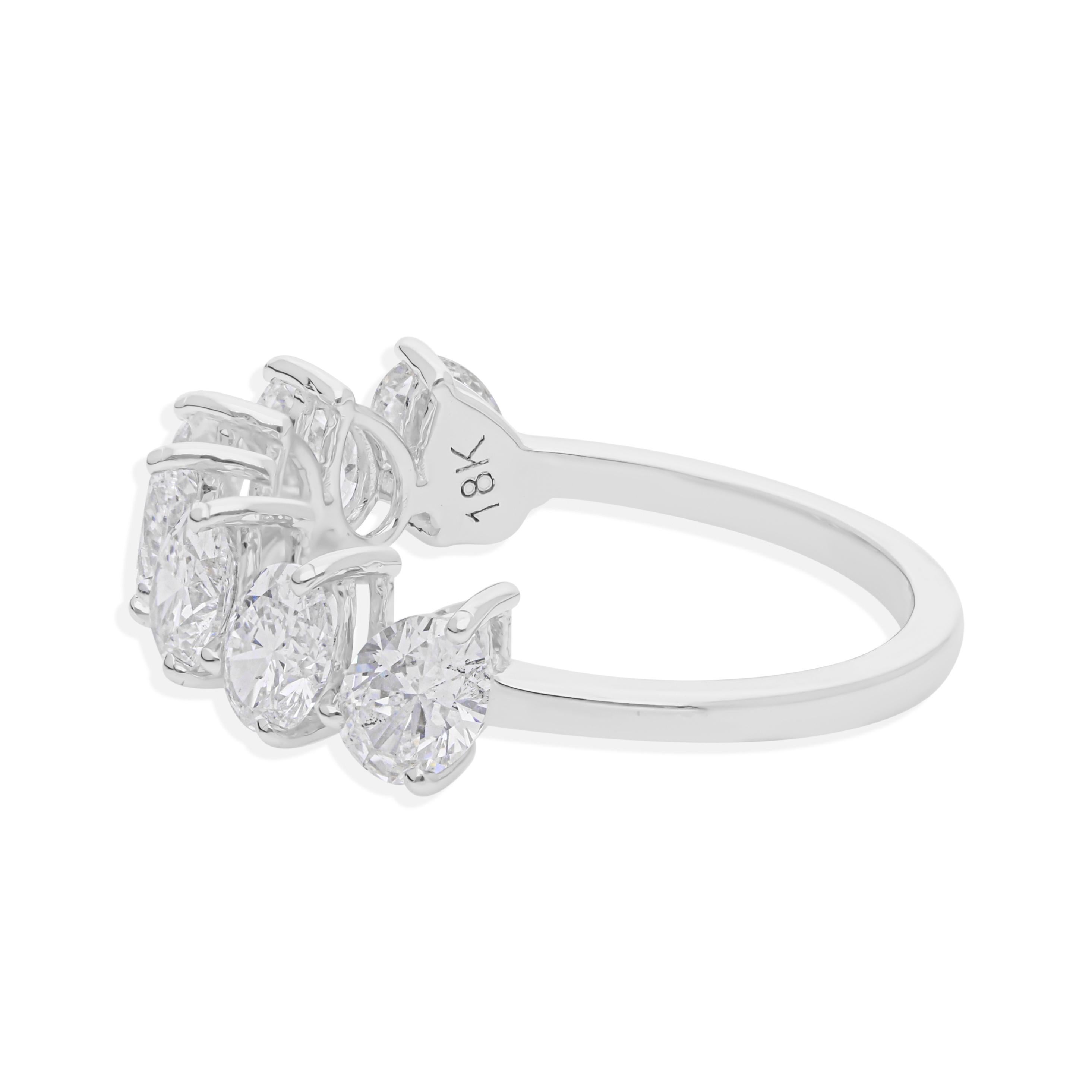 Im Angebot: Natürliche ovale Form 2.17Ct SI/HI Diamant halbe Ewigkeit Band Ring 18k Weißgold () 6