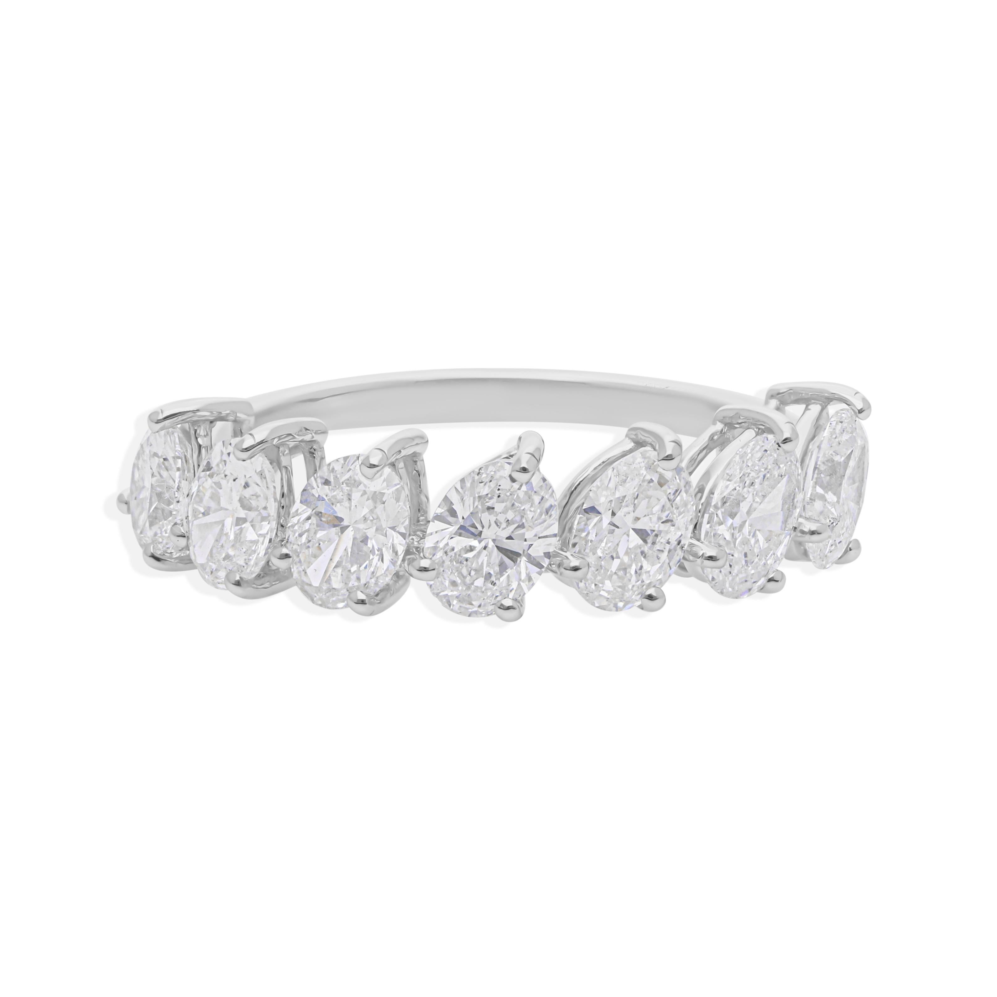 Im Angebot: Natürliche ovale Form 2.17Ct SI/HI Diamant halbe Ewigkeit Band Ring 18k Weißgold () 7