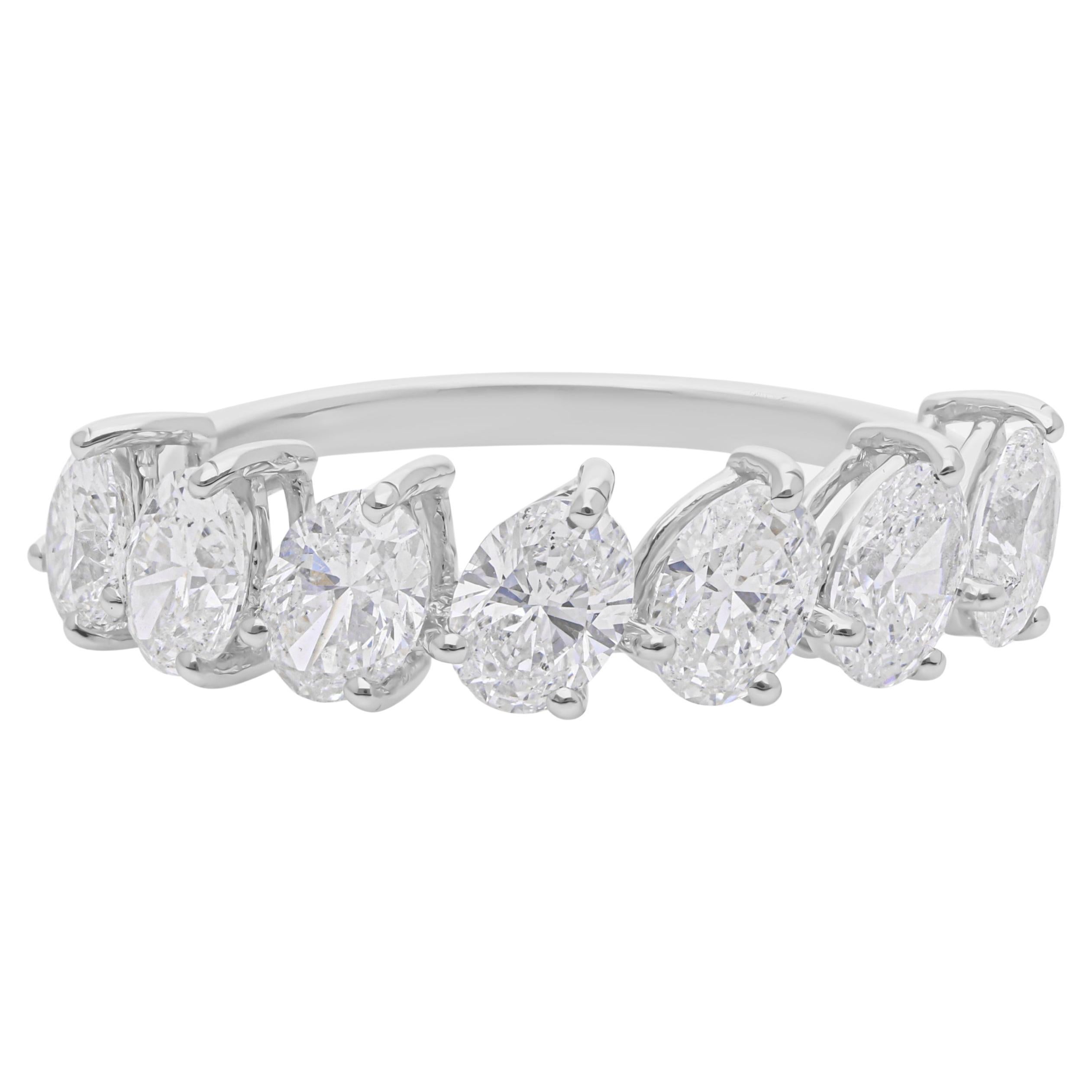 Natürliche ovale Form 2.17Ct SI/HI Diamant halbe Ewigkeit Band Ring 18k Weißgold
