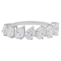 Anello a mezza eternità con diamante naturale di forma ovale da 2,17 carati SI/HI in oro bianco 18 carati