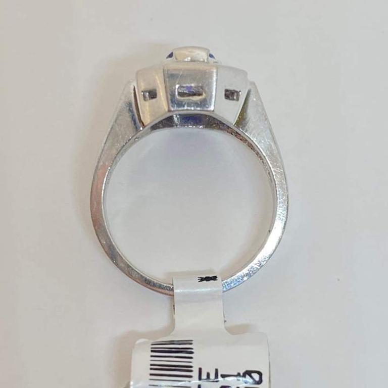 Oval Cut Natural Oval Tanzanite & Diamond Halo Octagon Ring Platinum 1.01 Carat For Sale
