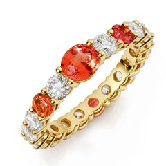 Natural Padparadscha Sapphire 0.88 cts set in 18K Yel Gld Ring with 1.51 cts DIA