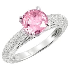 Zaffiro Padparadscha naturale da 1,43 carati in anello da 18 carati con rapporto DIAS / GRS