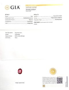 Natural Padparadscha Sapphire Gemstone 2.25 carats with GIA Report / JupiterGem