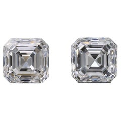 Natural Pair of Asher Diamond in a 1.85 Carat Total Weight with D VVS1, GIA Cert