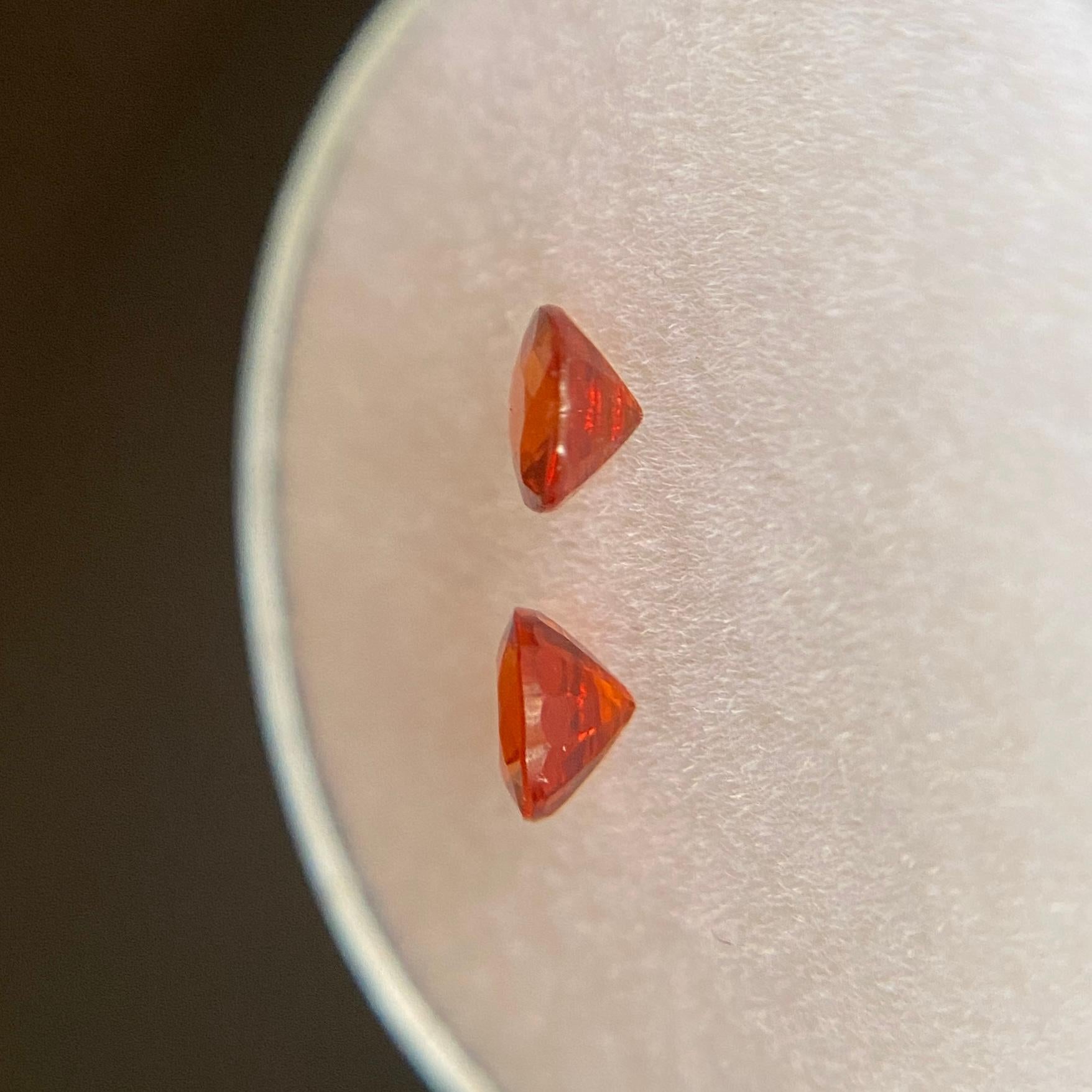 Natural Pair of Vivid Orange 0.72ct Spessartine Garnets Matching Gems 1
