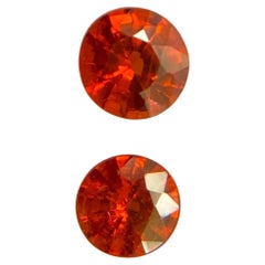 Natural Pair of Vivid Orange 0.72ct Spessartine Garnets Matching Gems