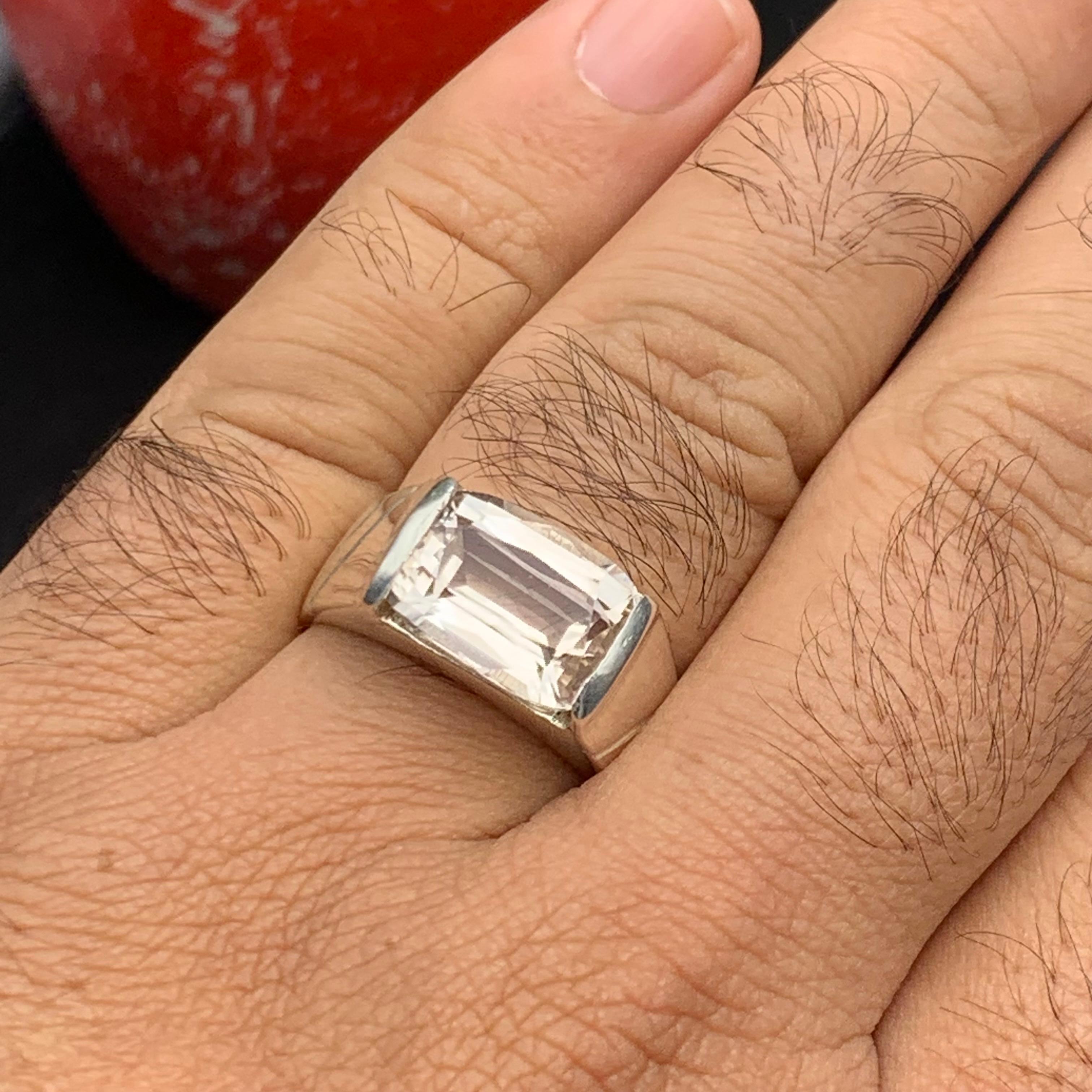 Anello di topazio marrone chiaro naturale in argento 925 - Gemma fatta a mano - Gioielli in vendita 5