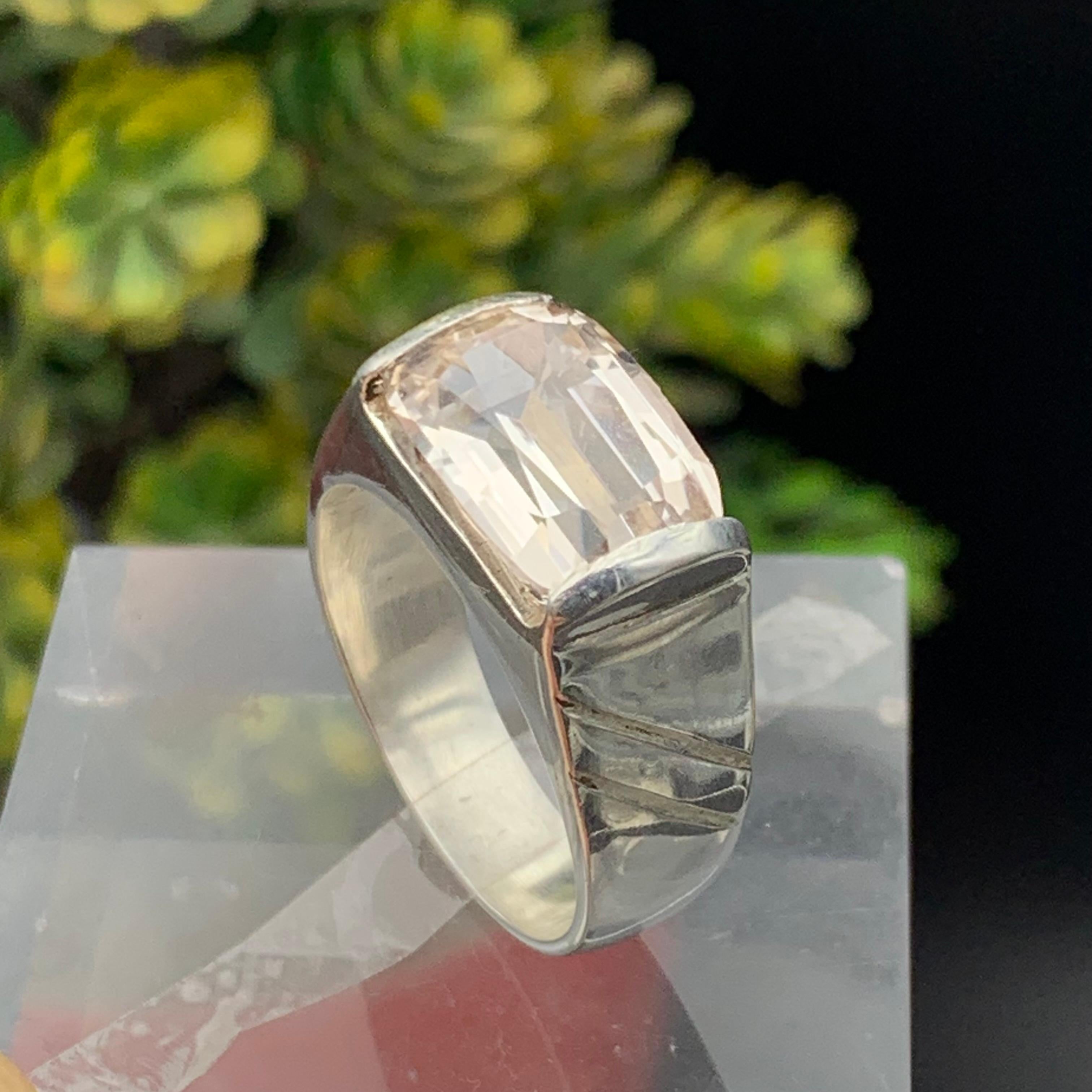 Anello di topazio marrone chiaro naturale in argento 925 - Gemma fatta a mano - Gioielli in vendita 7