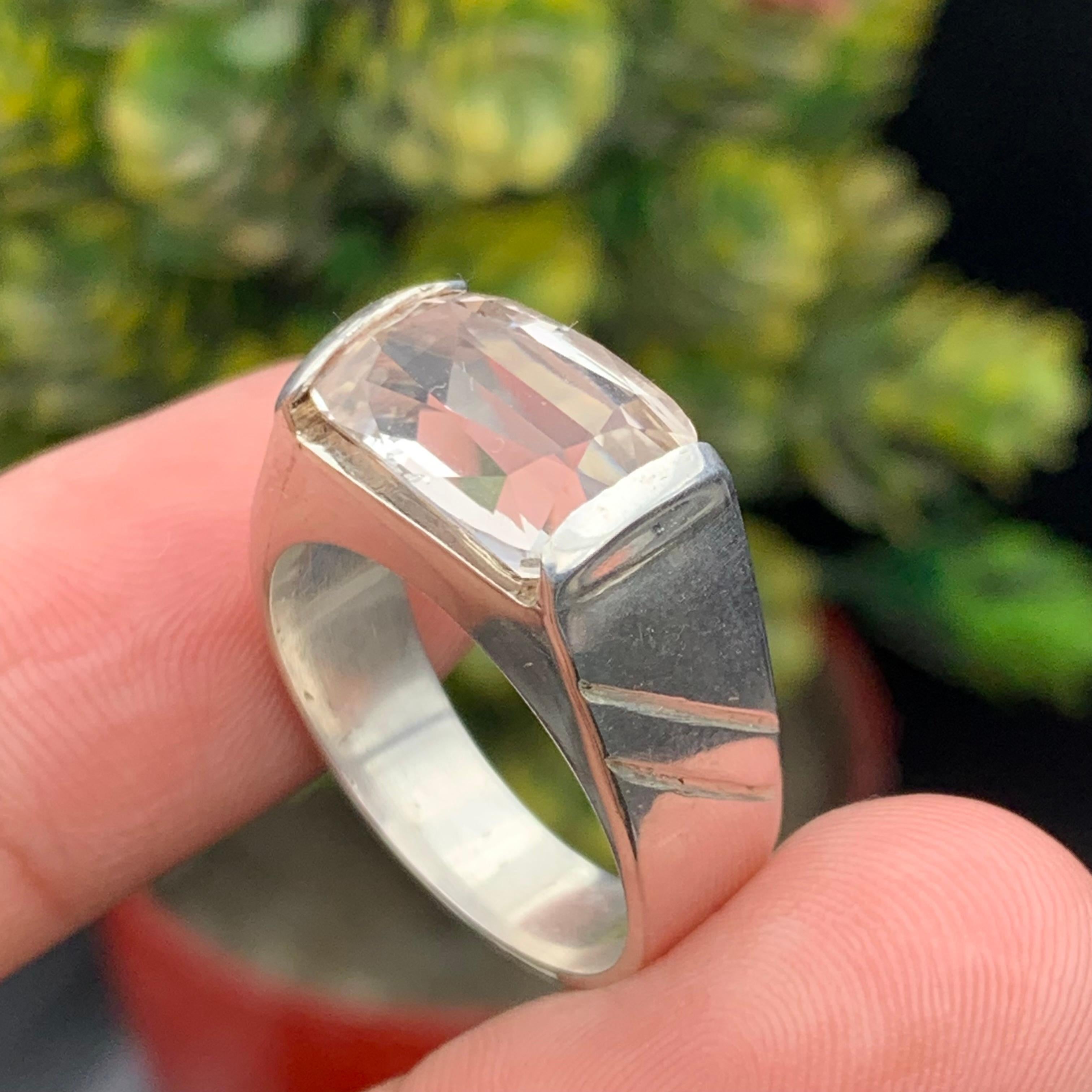 Anello di topazio marrone chiaro naturale in argento 925 - Gemma fatta a mano - Gioielli in vendita 8