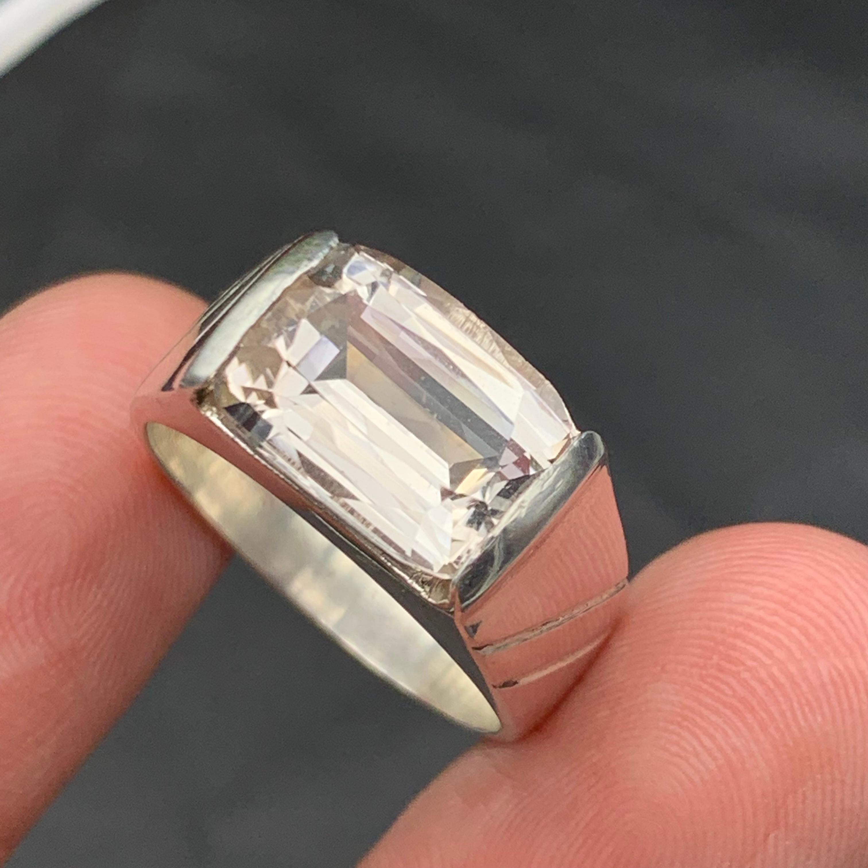 Moderno Anello di topazio marrone chiaro naturale in argento 925 - Gemma fatta a mano - Gioielli in vendita