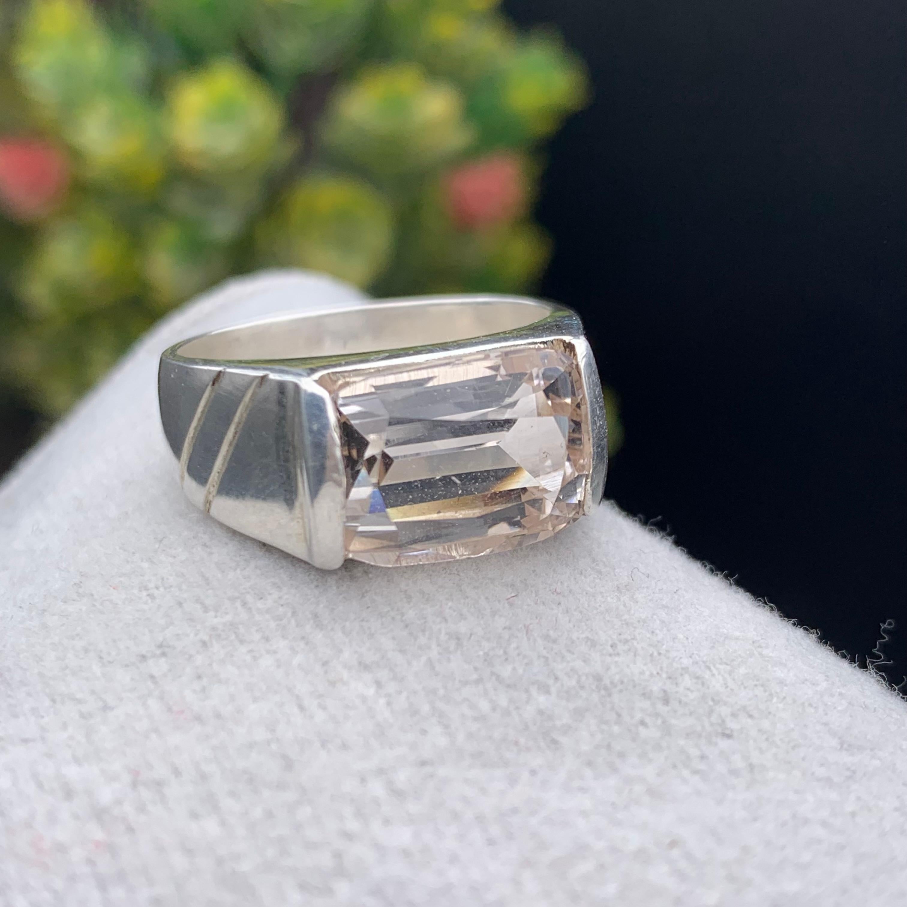 Anello di topazio marrone chiaro naturale in argento 925 - Gemma fatta a mano - Gioielli In condizioni Nuovo in vendita a Peshawar, PK