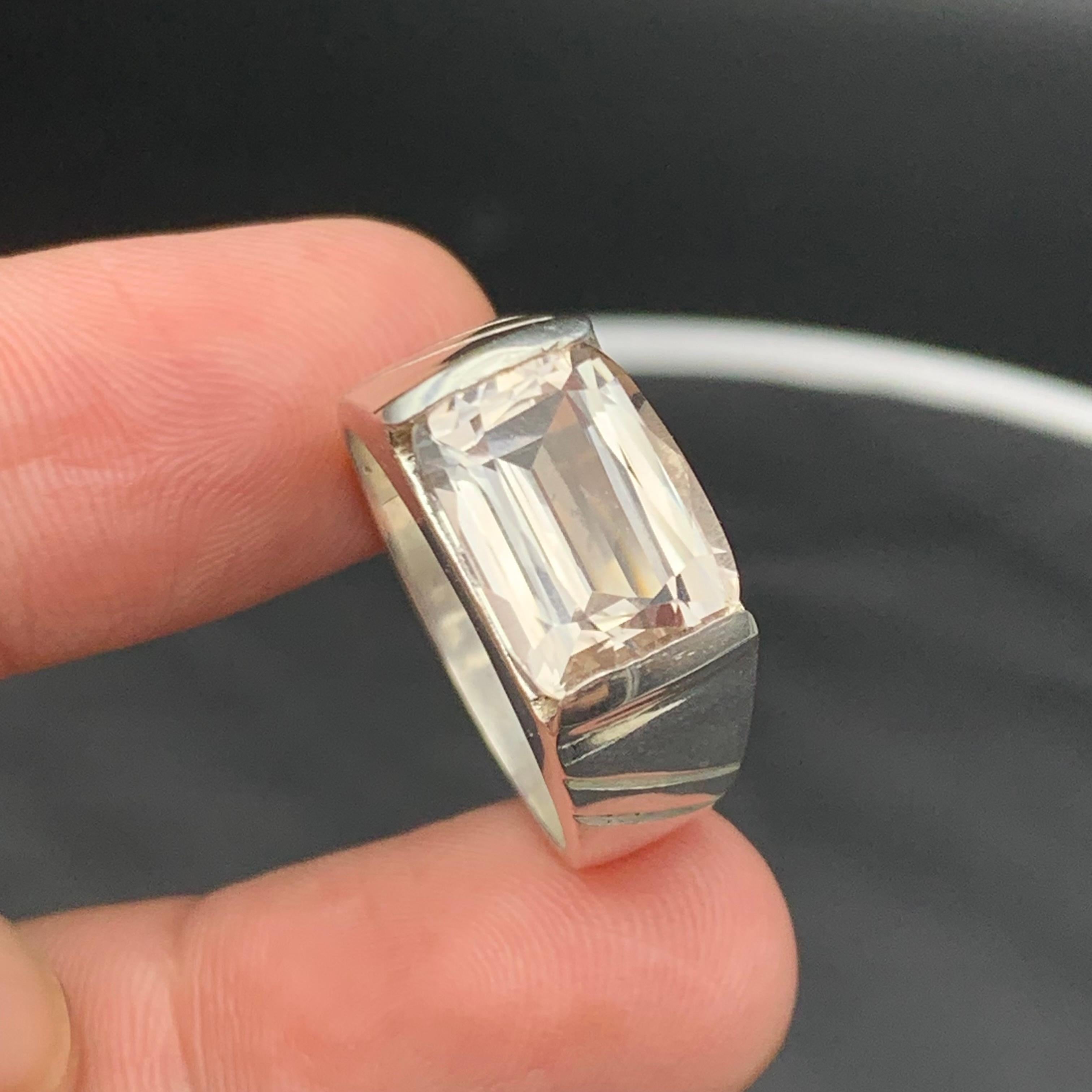 da uomo o donna Anello di topazio marrone chiaro naturale in argento 925 - Gemma fatta a mano - Gioielli in vendita