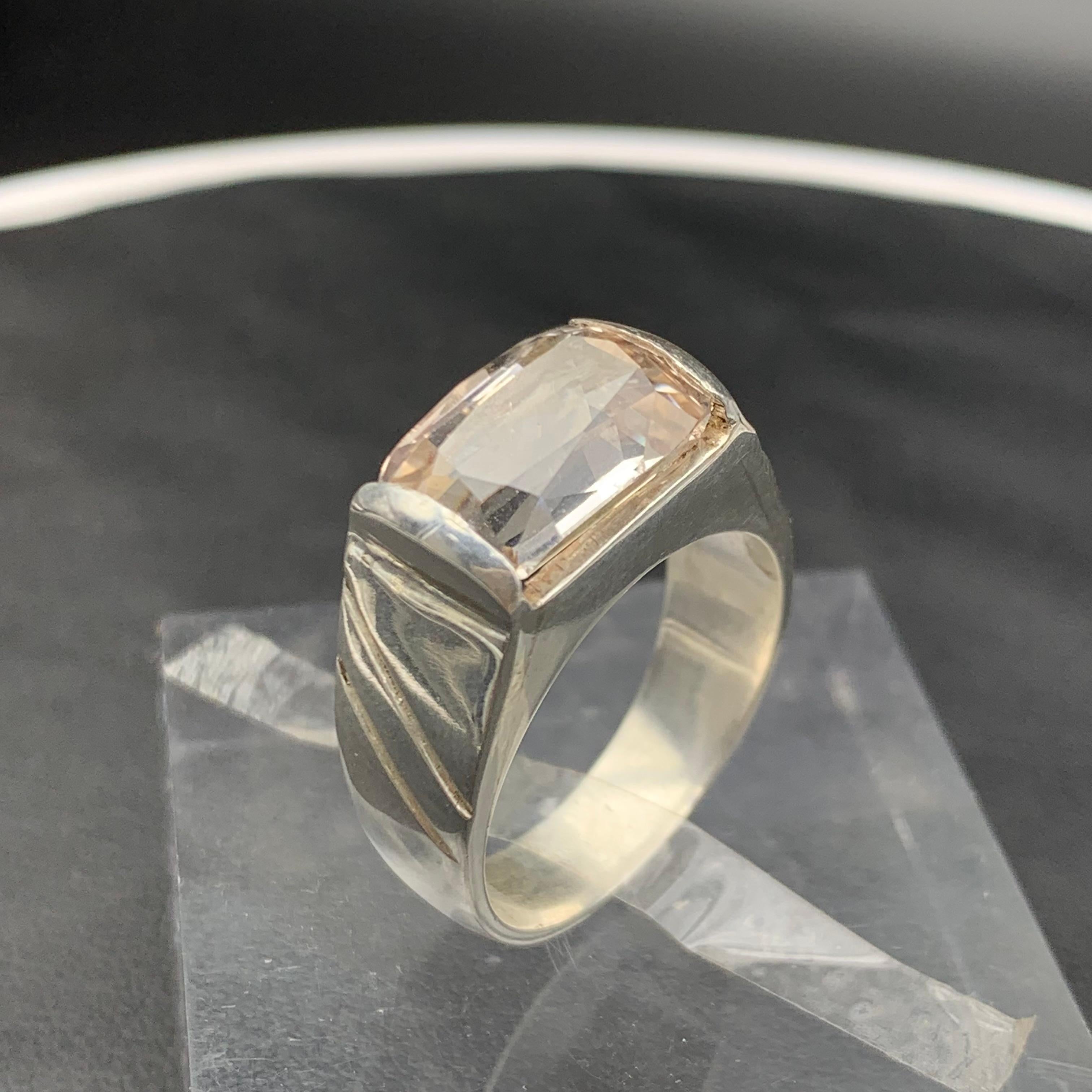 Anello di topazio marrone chiaro naturale in argento 925 - Gemma fatta a mano - Gioielli in vendita 1