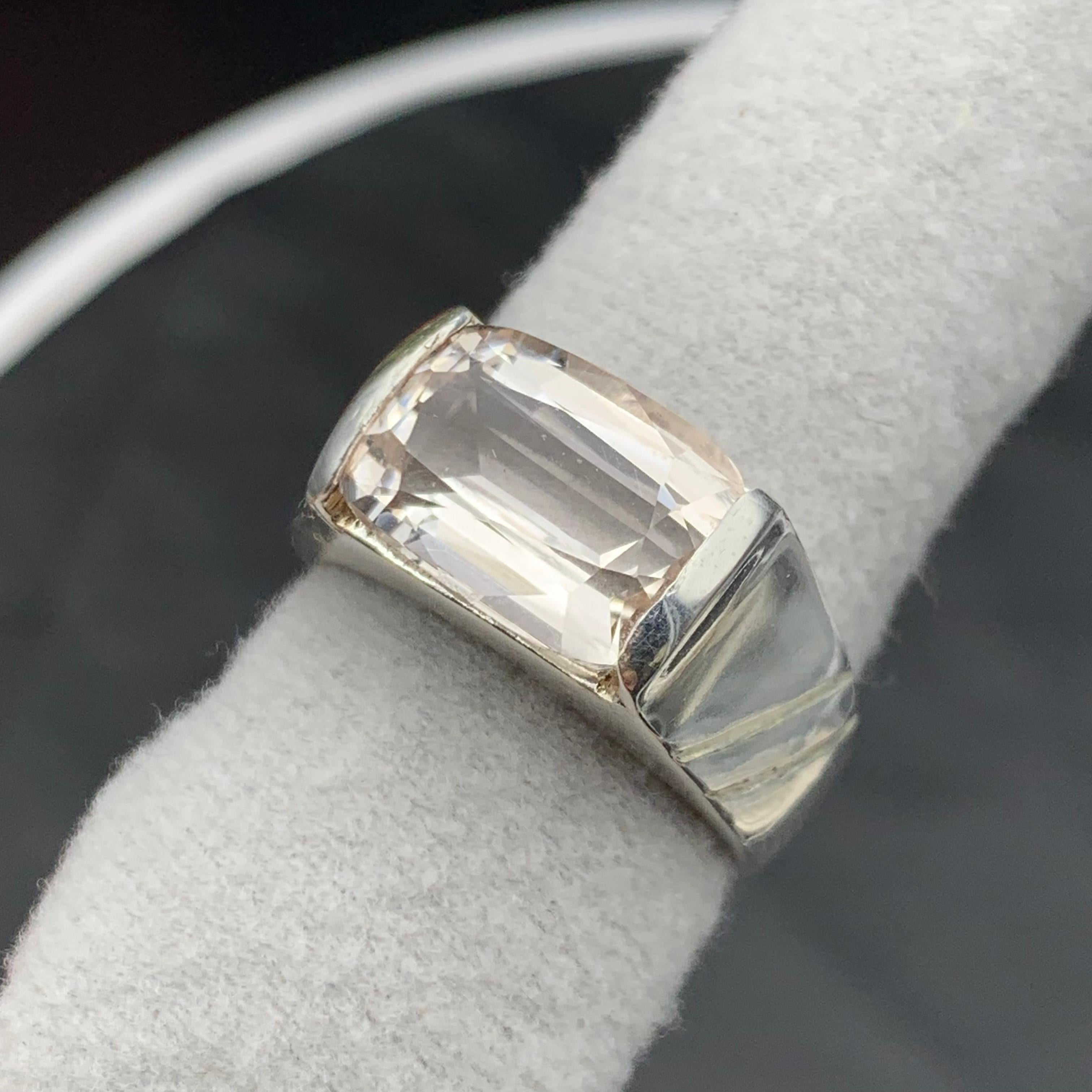 Anello di topazio marrone chiaro naturale in argento 925 - Gemma fatta a mano - Gioielli in vendita 2