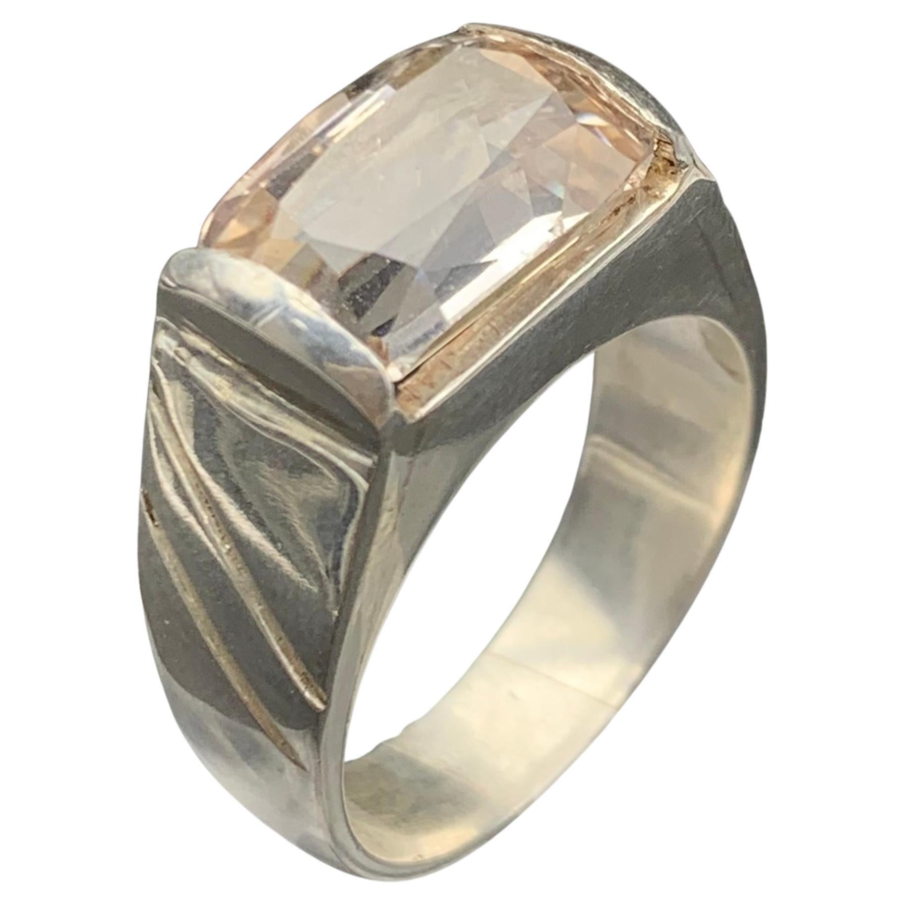 Anello di topazio marrone chiaro naturale in argento 925 - Gemma fatta a mano - Gioielli in vendita