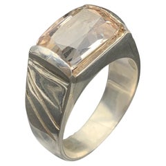 Natural Pale Brown Topaz Ring in 925 Sterling Silver-Handmade Gemstone - Jewelry