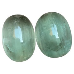 Pendientes, colgante y cabujón de berilo verde pálido natural 60,75 ct