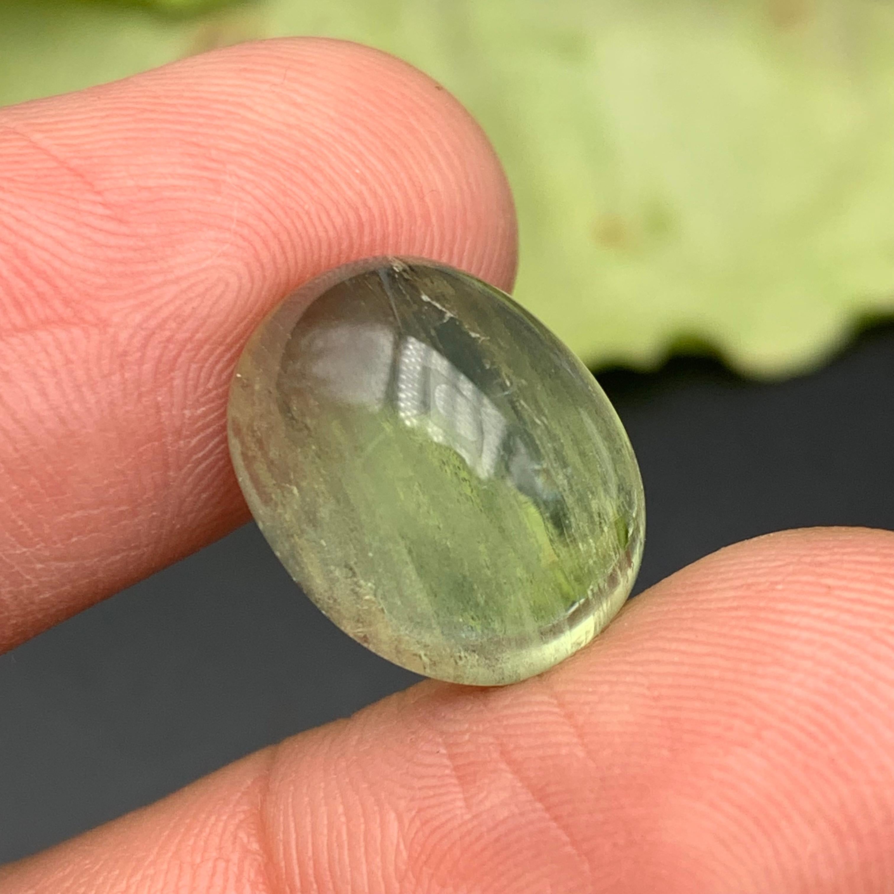 Natural Pale Green Beryl Ring Necklace Pendant Loose Gemstone Cabochon 12.15 Ct For Sale 5