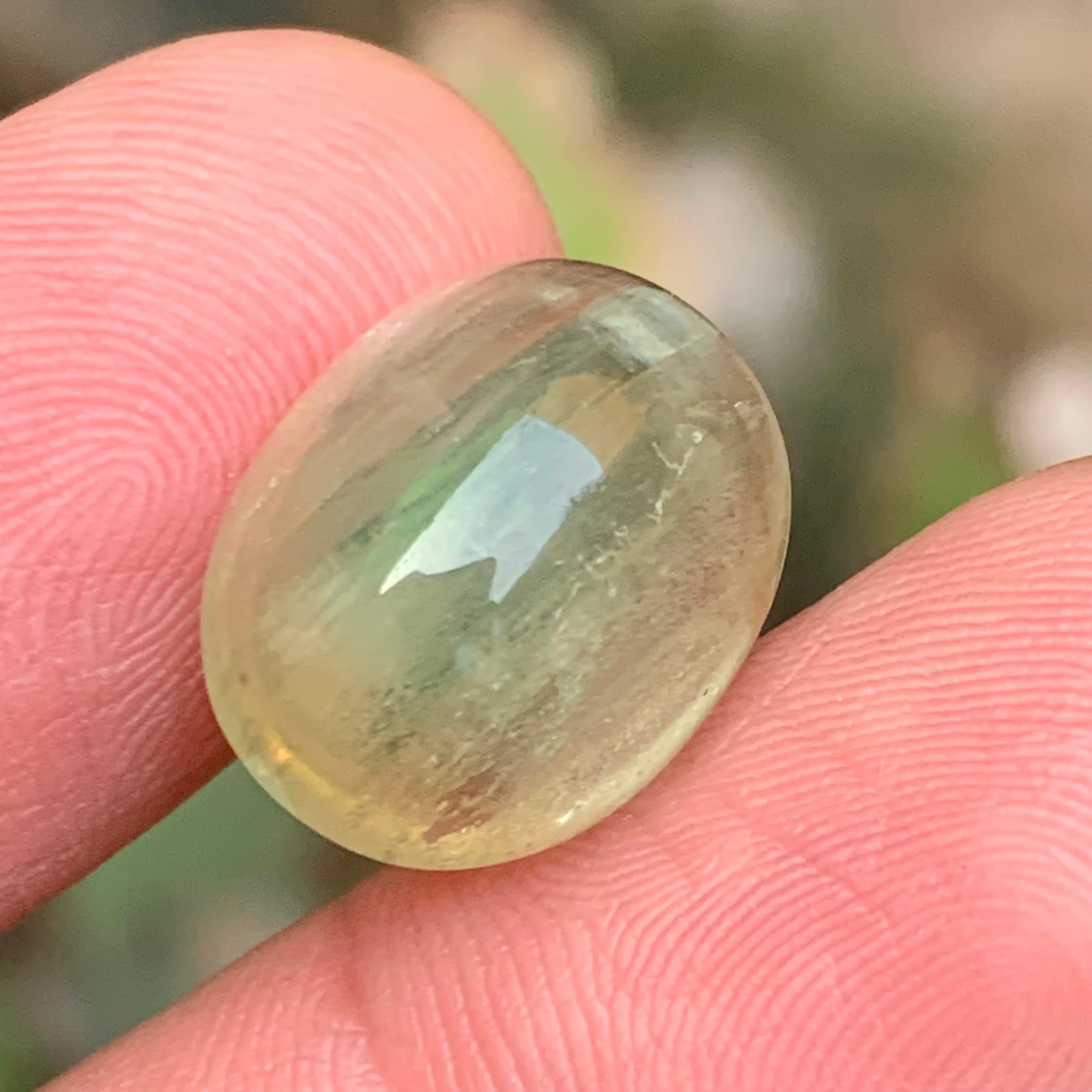 Pale Green Natural Beryl Loose Gemstone Cabochon with cat’s eye effect perfect for Ring, Pendant, Bracelet or any other Jewelry Settings!!

💎 GEMSTONE TYPE: Beryl
⚖️ WEIGHT: 12.15 Carats
🪚 SHAPE & CUT: Cabochon Cut
📏 SIZE (MM): 16.11 x 12.74 x