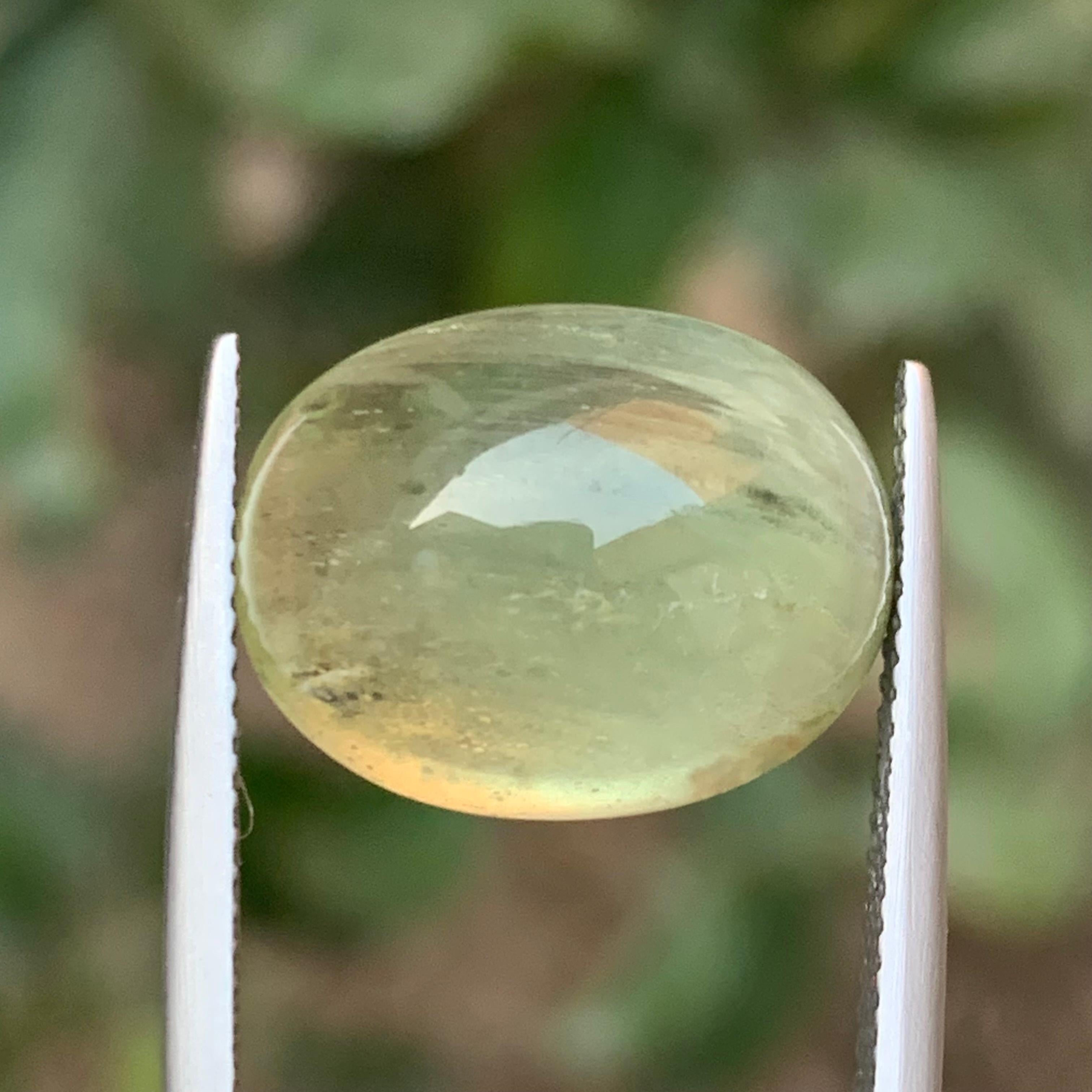 Contemporary Natural Pale Green Beryl Ring Necklace Pendant Loose Gemstone Cabochon 12.15 Ct For Sale