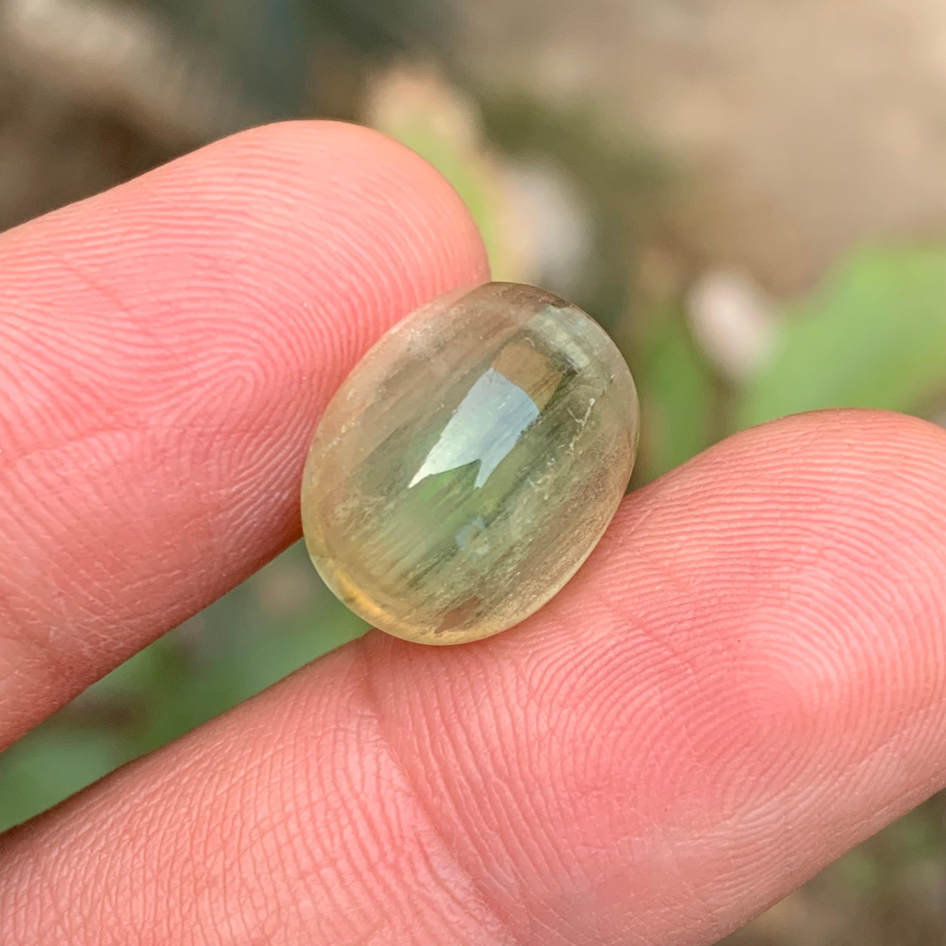Natural Pale Green Beryl Ring Necklace Pendant Loose Gemstone Cabochon 12.15 Ct For Sale 2