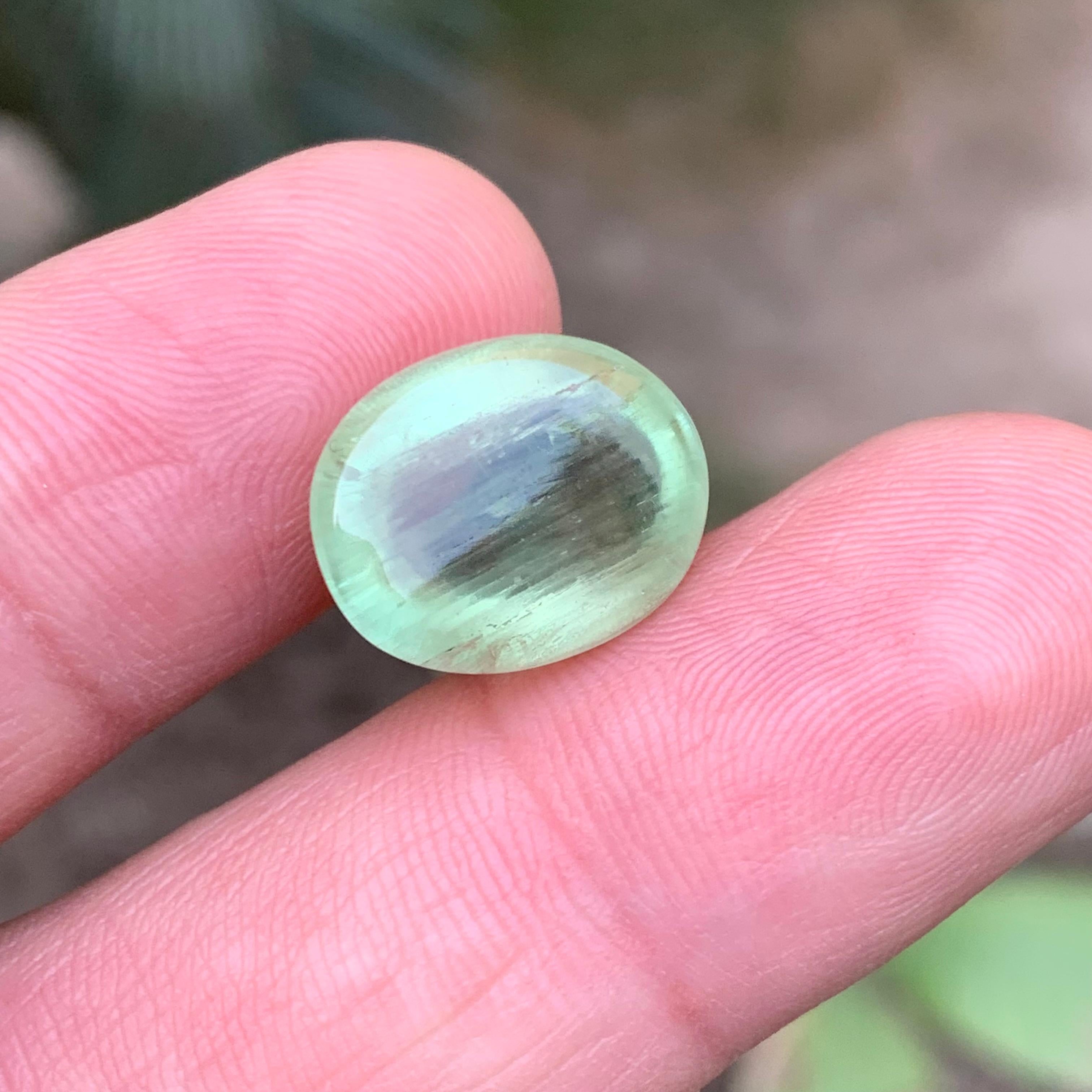 Natural Pale Green Beryl Ring Necklace Pendant Loose Gemstone Cabochon 12.15 Ct For Sale 3