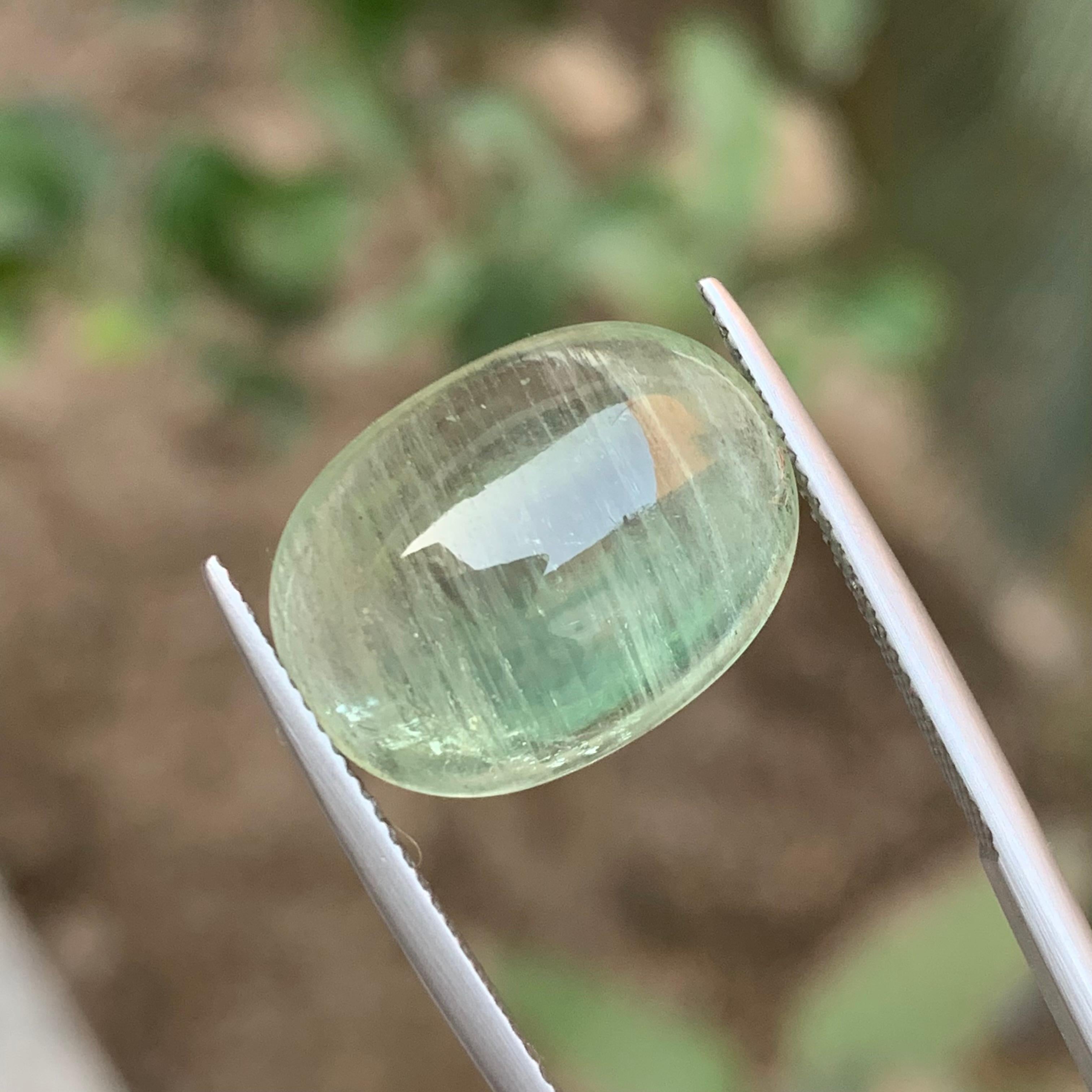 Natural Pale Green Beryl Ring Necklace Pendant Loose Gemstone Cabochon 13.10 Ct For Sale 6