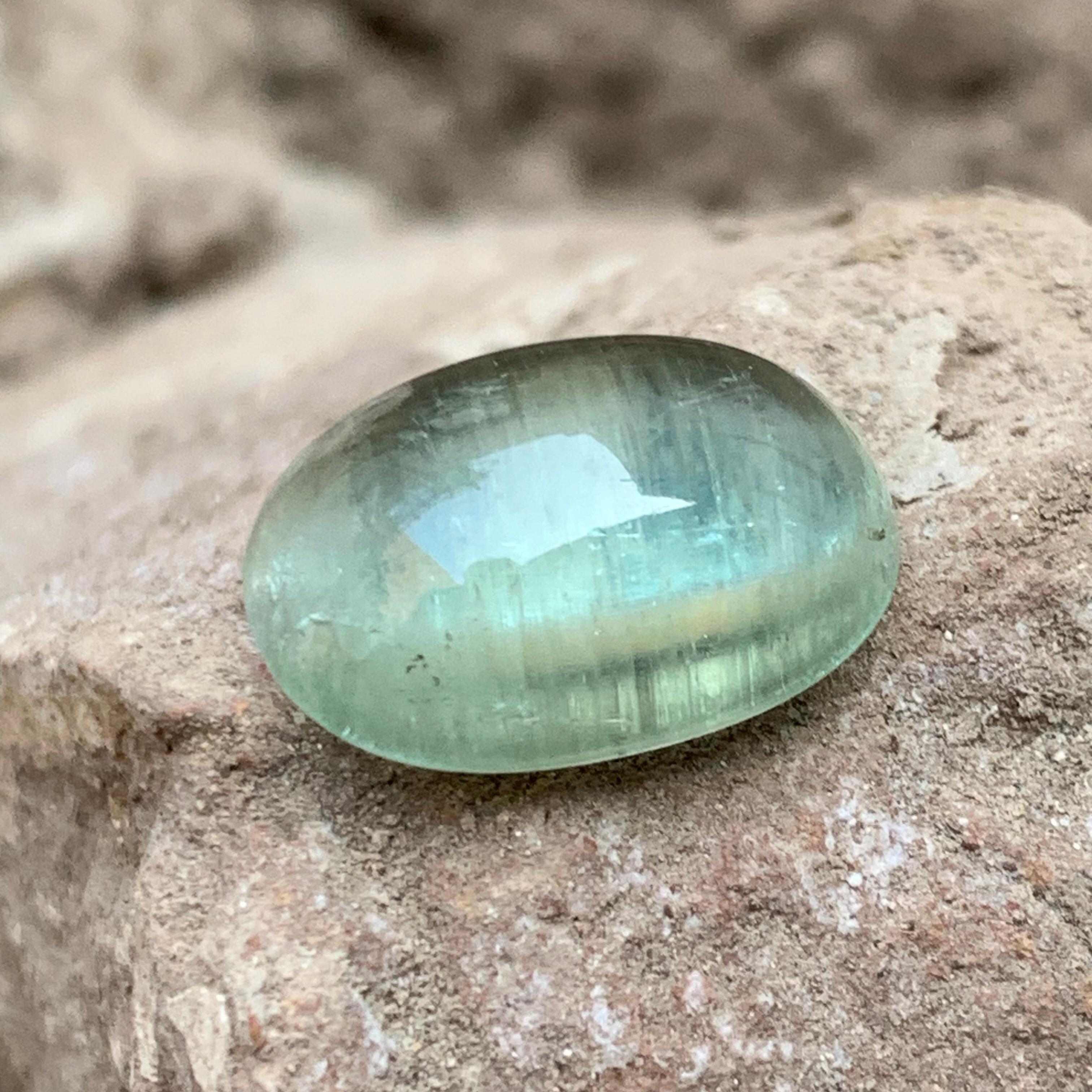 Contemporary Natural Pale Green Beryl Ring Necklace Pendant Loose Gemstone Cabochon 13.10 Ct For Sale