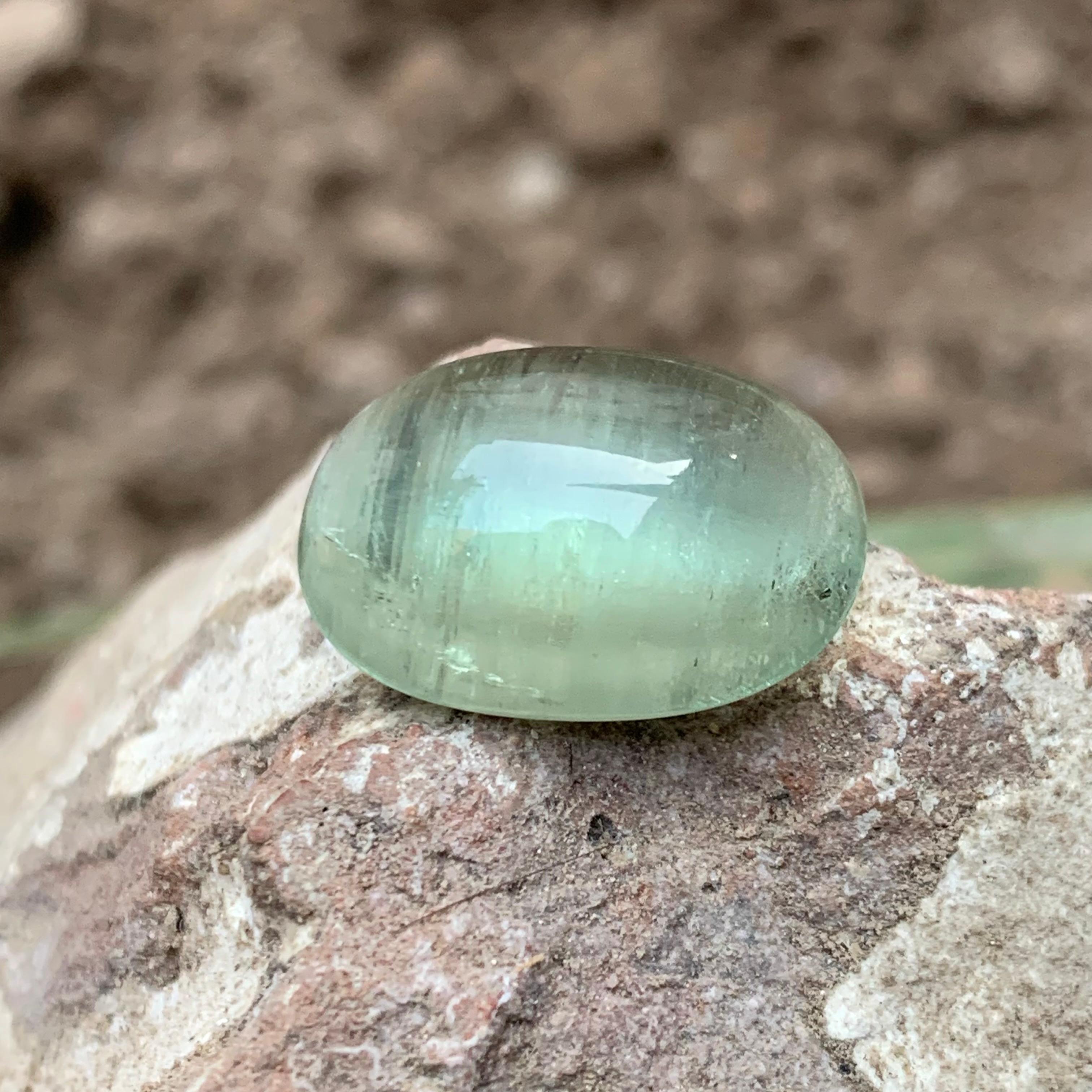 Women's or Men's Natural Pale Green Beryl Ring Necklace Pendant Loose Gemstone Cabochon 13.10 Ct For Sale