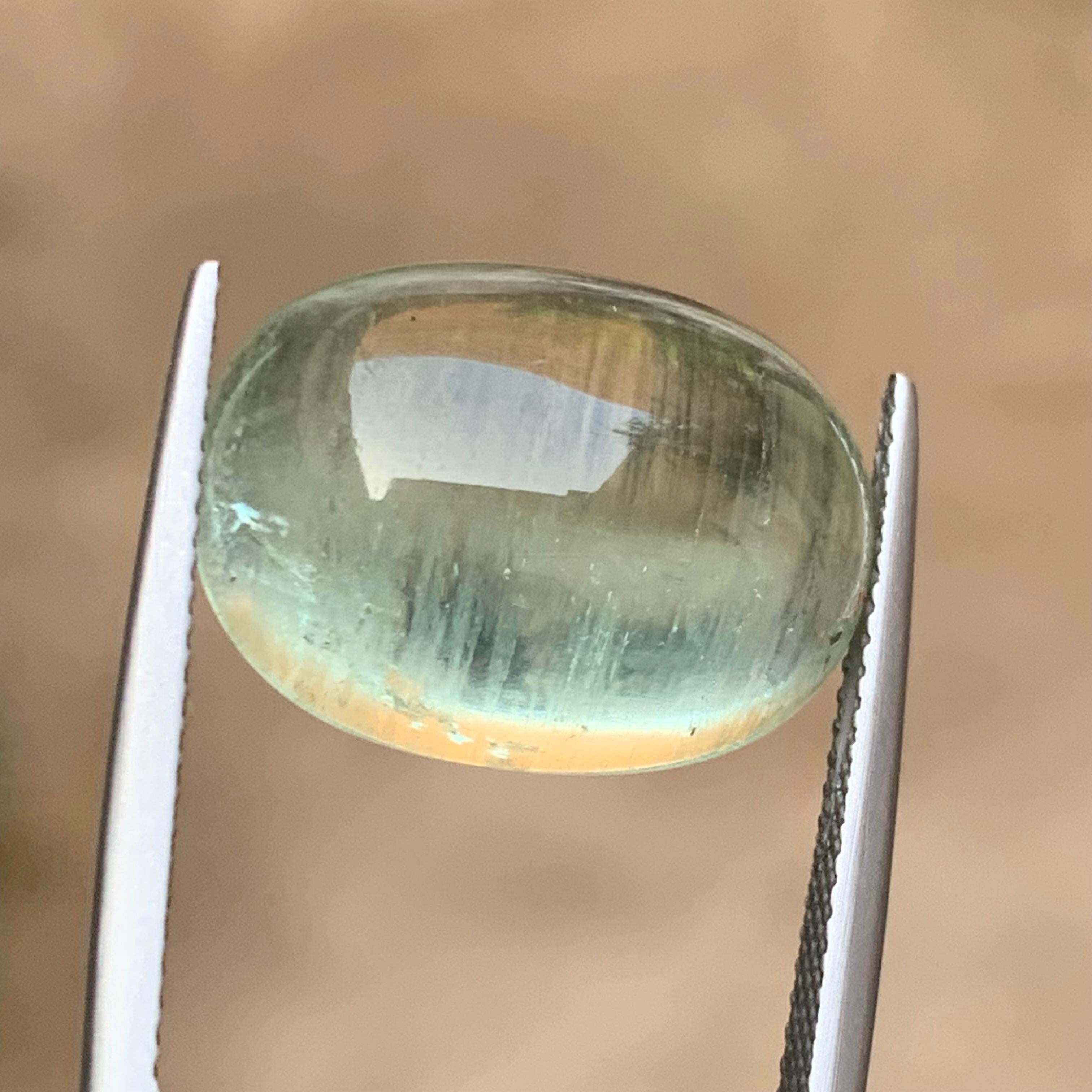 Natural Pale Green Beryl Ring Necklace Pendant Loose Gemstone Cabochon 13.10 Ct For Sale 2